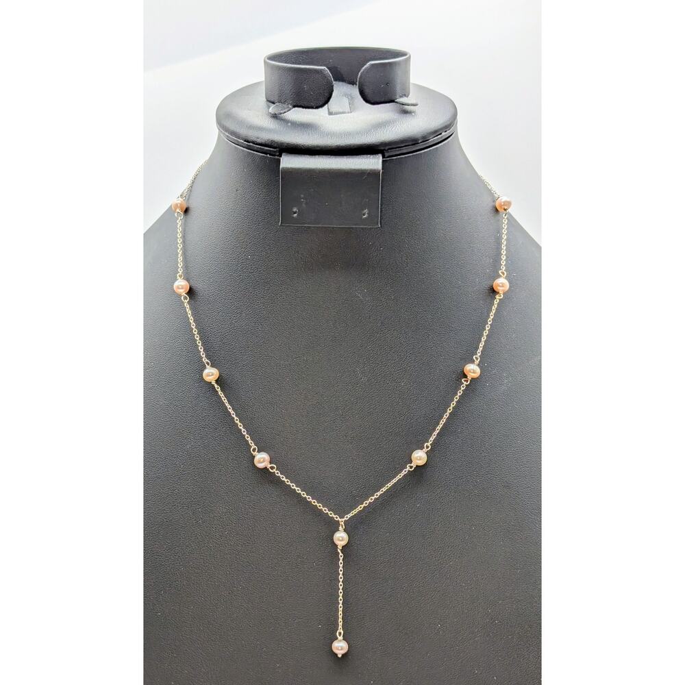 Genuine Pearl 925 Sterling Silver Chain 'Y' Drop 15.5"-18.5" Necklace